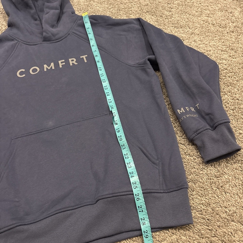 Comfrt Minimalist Oversized Heavyweight Pullover Hoodie Blue Medium M Cotton - Picture 4 of 8